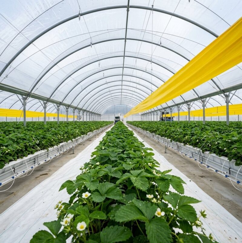High-tech greenhouse for red berries and peppers in Armenia
